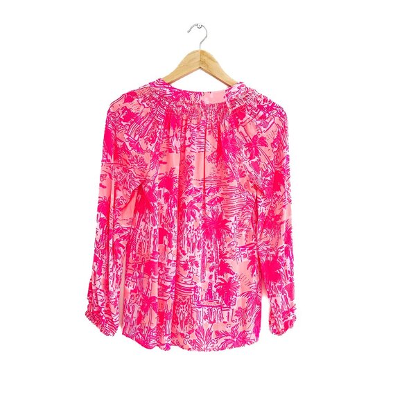 Lilly Pulitzer Elsa Silk Top - Cheeky Melon Rule Breakers - Size XS - Picture 3 of 10